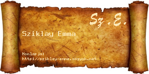 Sziklay Emma névjegykártya