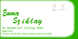 emma sziklay business card